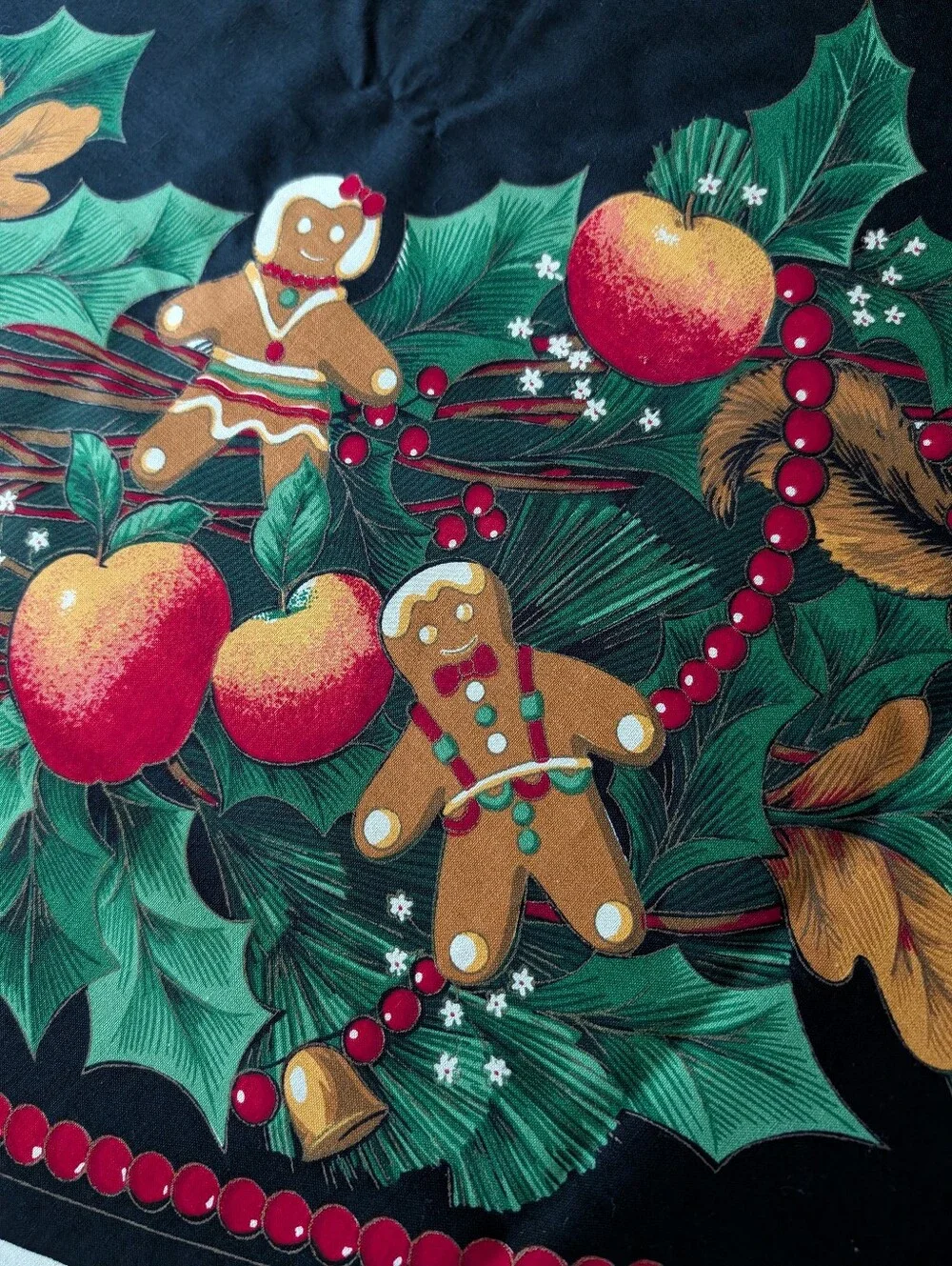 VTG Joan Kessler Concord Fabric 2 Panels Tree Skirt Stocking Cut Sew